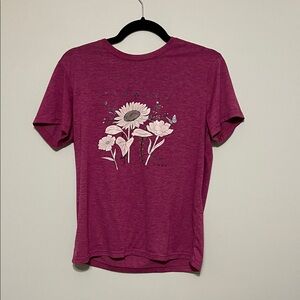 Pink Graphic T-Shirt with Floral Design